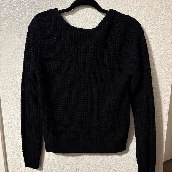Ambiance Sweaters - Ambiance Apparel Black Textured Knit‎ Sweater Criss Cross Back Women's M